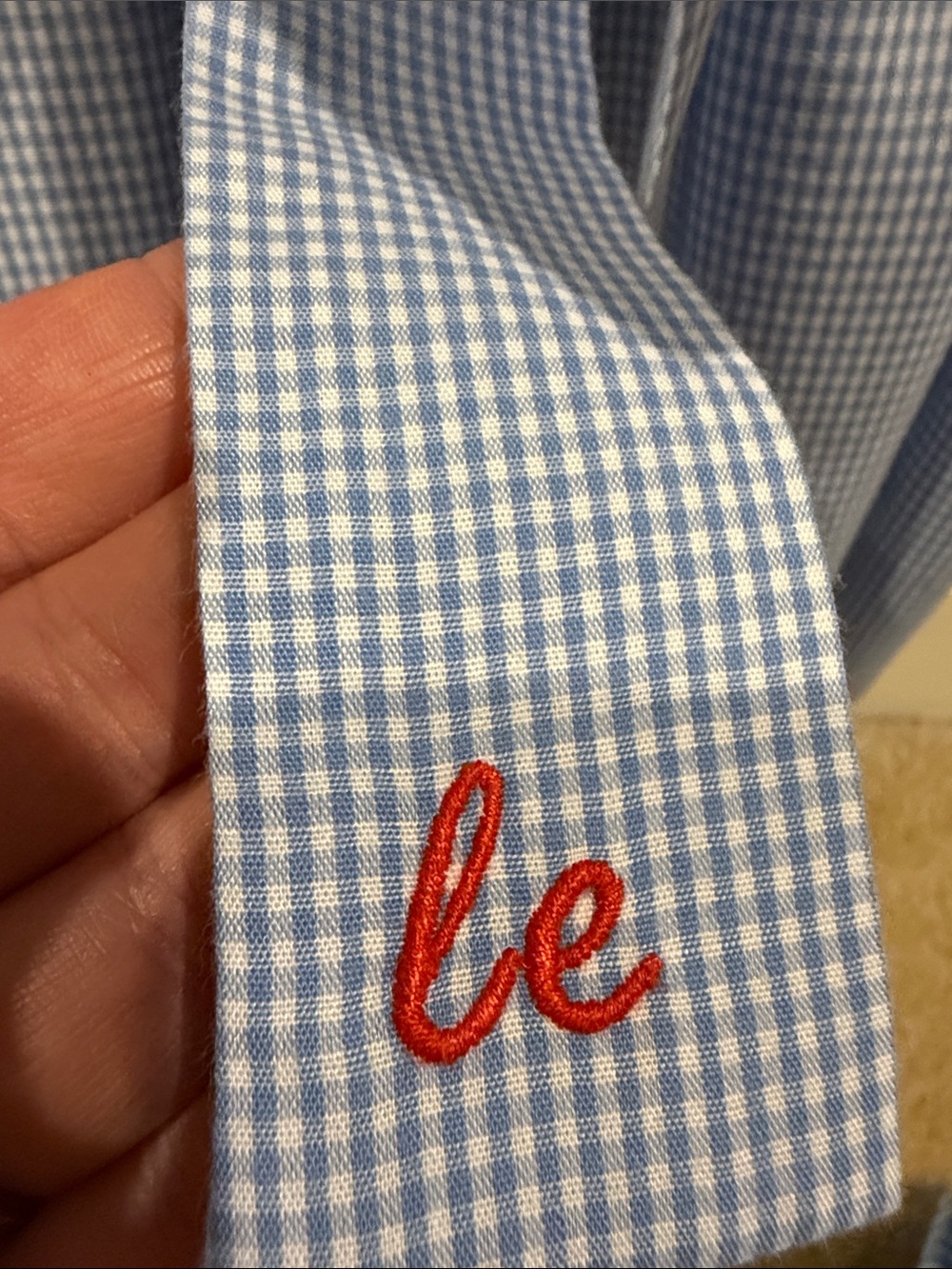 Little English Light Blue Gingham Dress with Smocked London Bus Detail - Picture 4 of 8